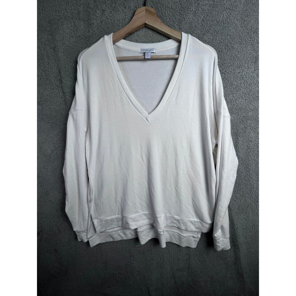 Beyond Yoga Cream White‎ V-Neck Pullover Sweatshirt Oversized Medium Large